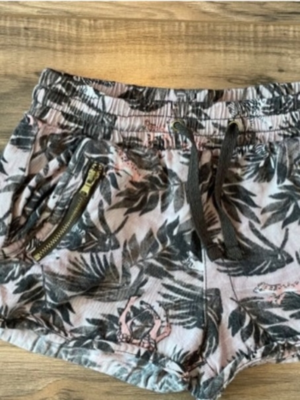 H&M Pink and Black Tropical Print Girls Shorts Size 2/3 Years
